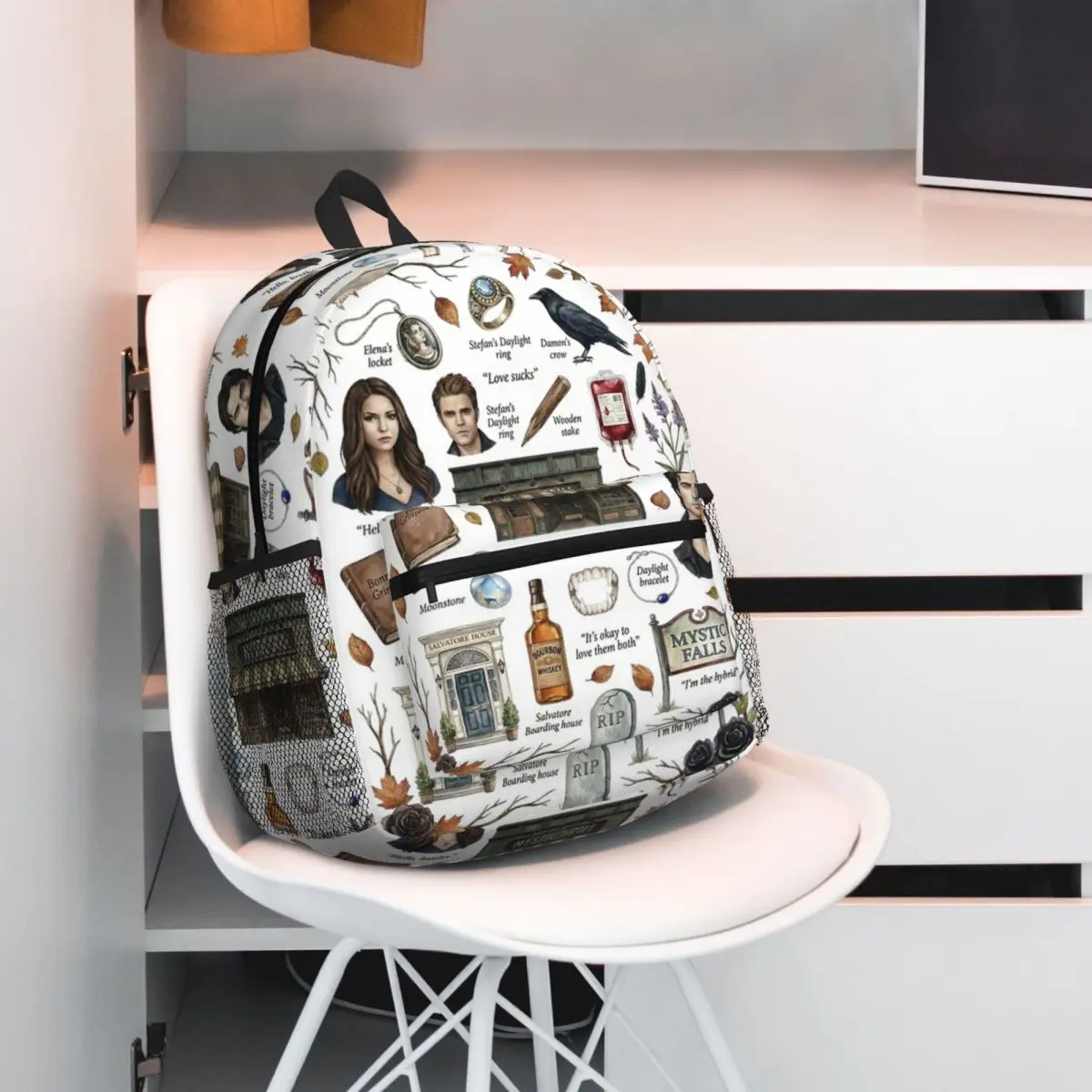 The Vampire Diariese Tv Backpack Daypack Large Capacity Children BookBag School Bag Shoulder Bags for Men Women