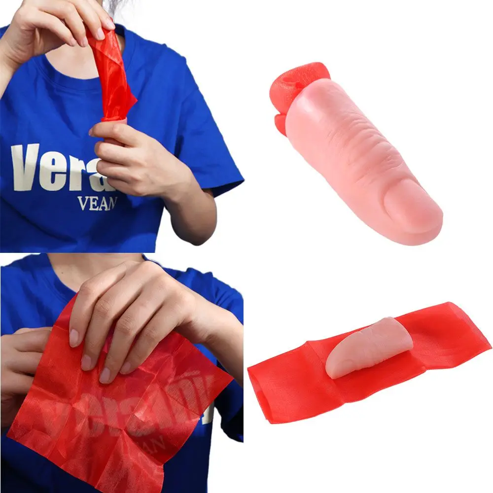 Professional Close-Up Red Silk Street Trick Scarf Disapper Magic Magic Tricks Finger Magic Tricks Finger Thumb Tip Kid Gifts