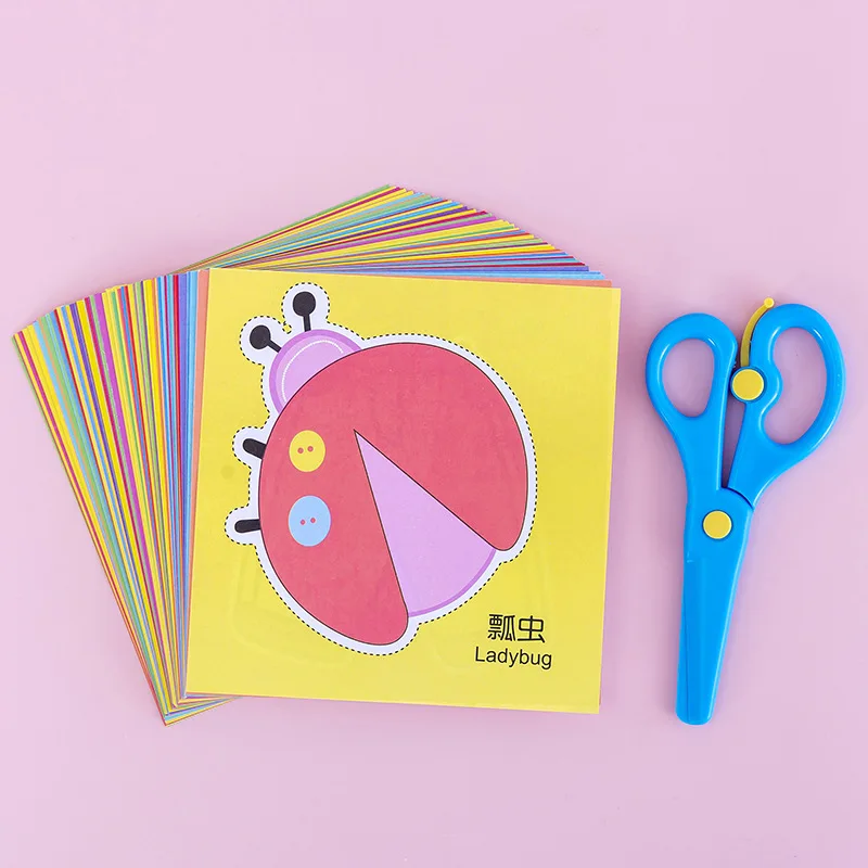 96 Pçs/set Brinquedos DIY Crianças Artesanato de Corte de Papel De Cor Dos Desenhos Animados de Animais Artesanato Arte Papel Brinquedo Educativo Para As Crianças a Aprender Brinquedo