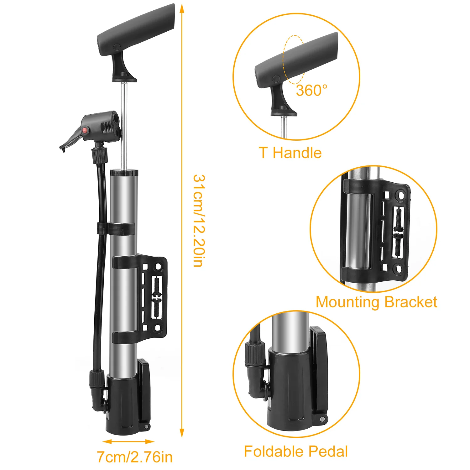 ปั๊มลมยางจักรยานแบบพกพาขนาดเล็ - Bike Pump Frame Mount บทวิจารณ์และราคา