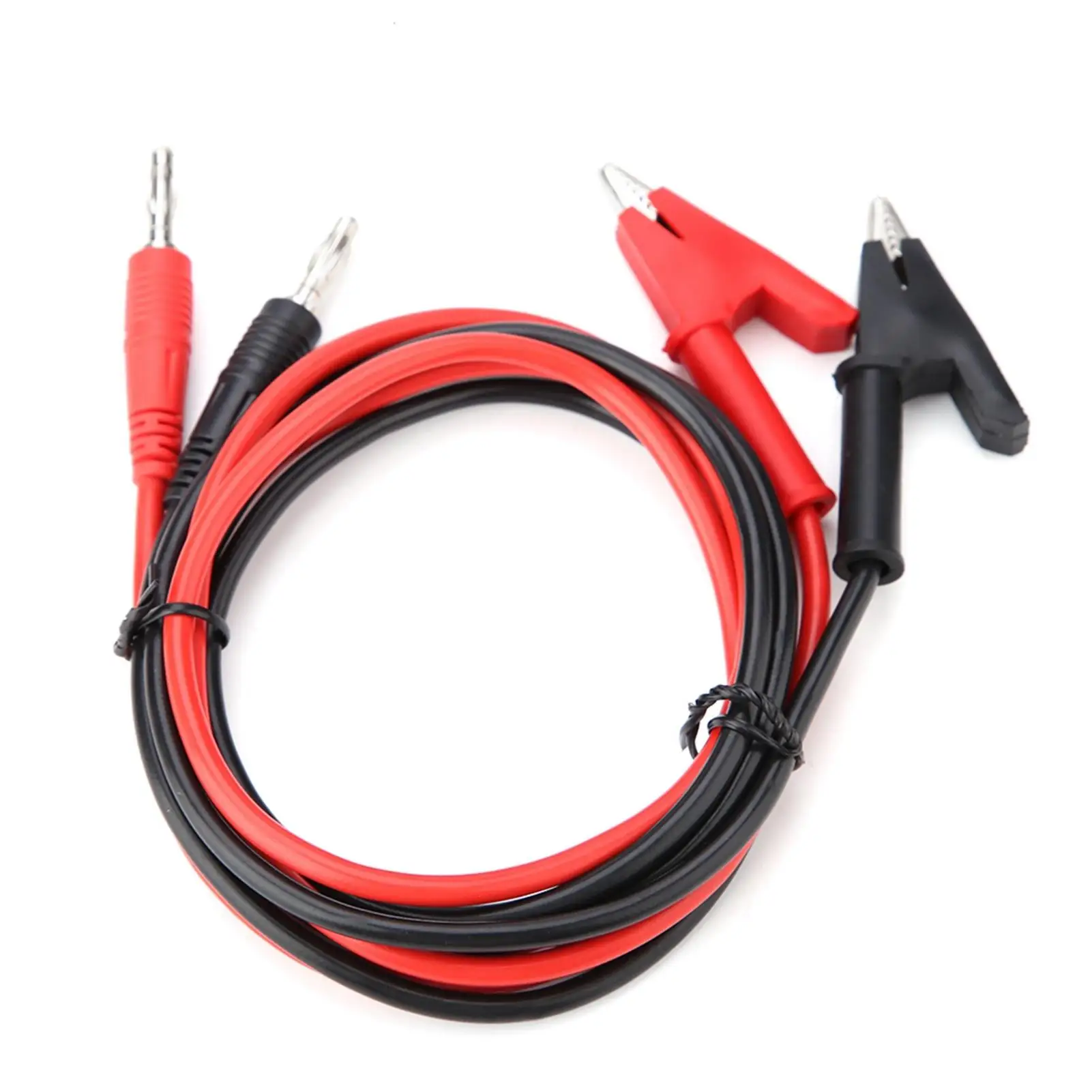 2Pcs Silicone Banana Plug Crocodile Clip Test Probe Leads - Durable Testing Cables for Multimeters