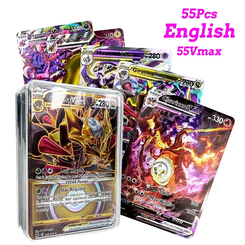 New Anime Holographic English Pokemon Cards Evolutions Scarlet & Violet Charizard Vmax EX Vstar GX V Spanish French Shiny Card