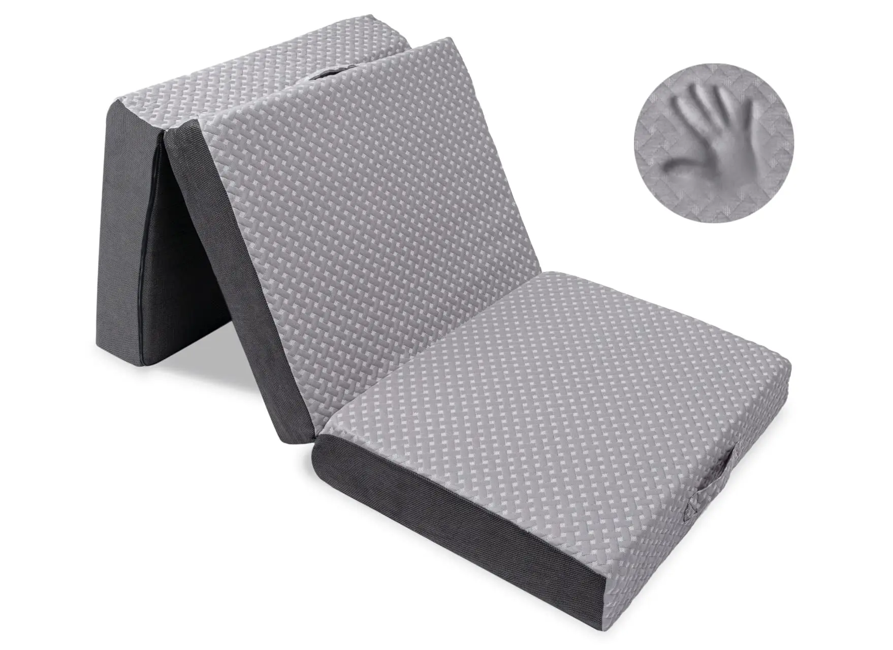 Trifold Mattress, Cot Size, 6 inch, Portable Foldable Mattress with Memory Foam & Washable Cover, Tri-Folding Floor