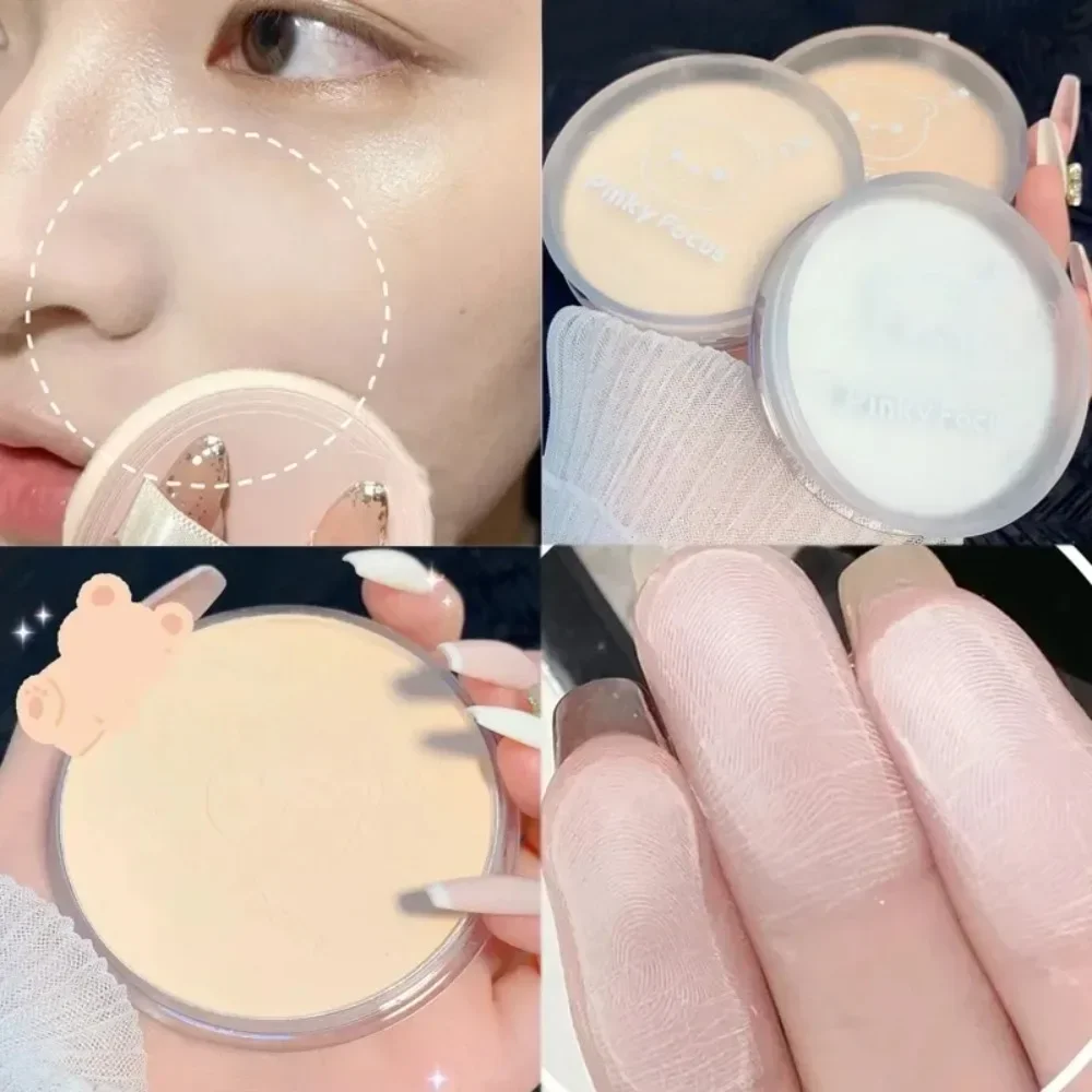 Cartoon Bear Breathable Setting Loose Powder Oil Control Make Up Powder Waterproof Moisturizing Press Powder Brighten Concealers