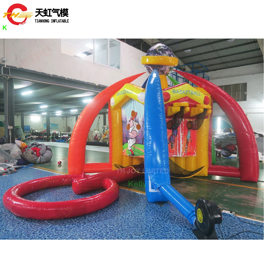 Interactive Carnival Multi-purpose Sport Hoop Booth 5 in 1 Shootout Basketball Inflatable Carnival Junior Sport Game