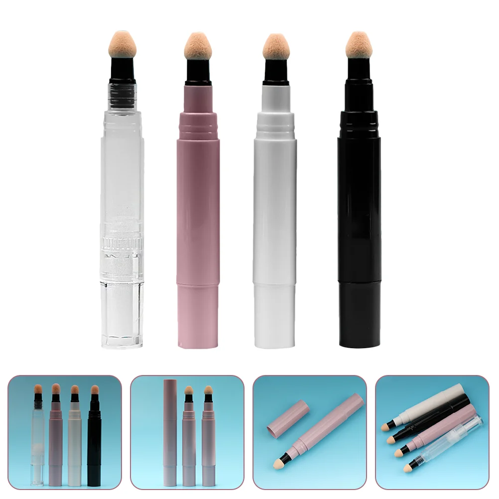 

4 Pcs Blush Dispenser Lip Gloss Wand Tube Containers Mini Jars with Lids Empty Blusher Bottle Stick