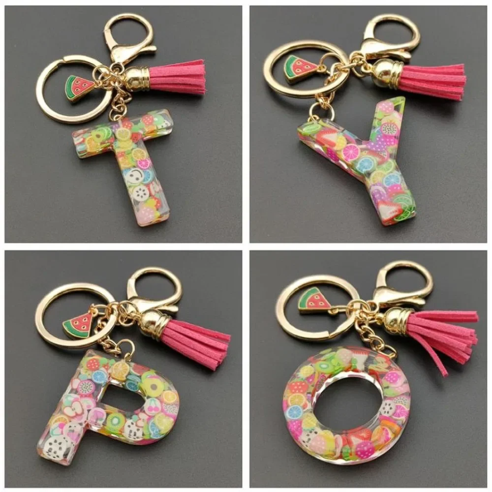 

Tassel Fruit Sequins 26 Letter Keychain Pendant Fashionable Men And Women Bags Keyring Wind Trend Ins Wind Explosion Gift