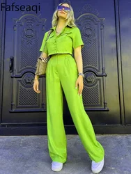 New Office Suits for Women 2024 Spring Summer Wide Leg Trousers Home Suits Two Piece Set with Short Shirt Slim Women's Tracksuit