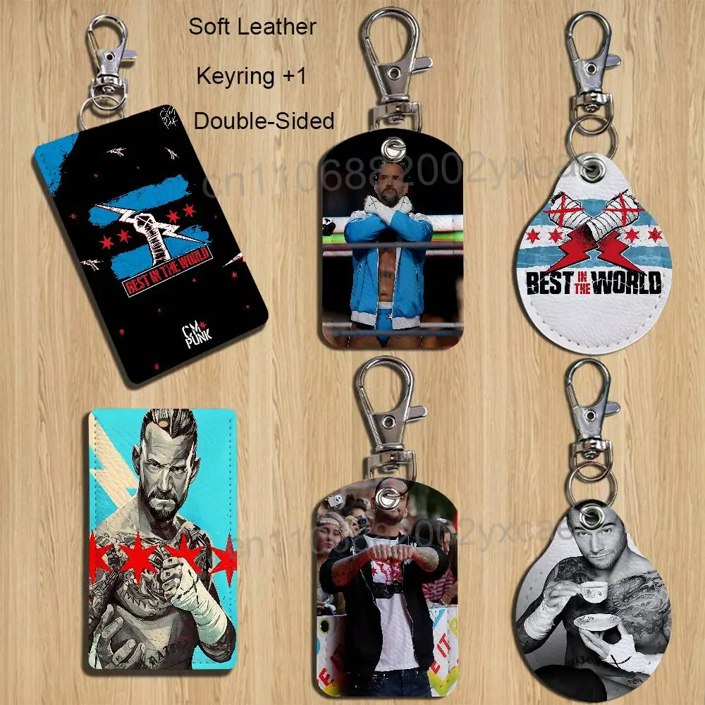 

World's Strongest Person CM Punk Keychain Holder Suitable For Subway Bank Card Bus Card Case Badge Holder Wallet Card Textured