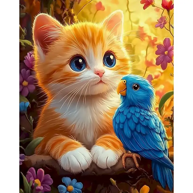 

RUOPOTY Oil Painting By Number Cat Animals Kits For Adults Handpainted DIY Picture By Number Dog On Canvas Home Decoration