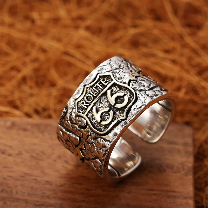 wholesale 925 sterling silver silver ring number 66 english letters thai silver personalized punk style single trend men