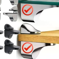 2Pcs Adjustable Metal Glass Shelf Clamps Wood/Glass Partition Brackets Wall Mount Anti-Slip Floating Clip Support for Shelves