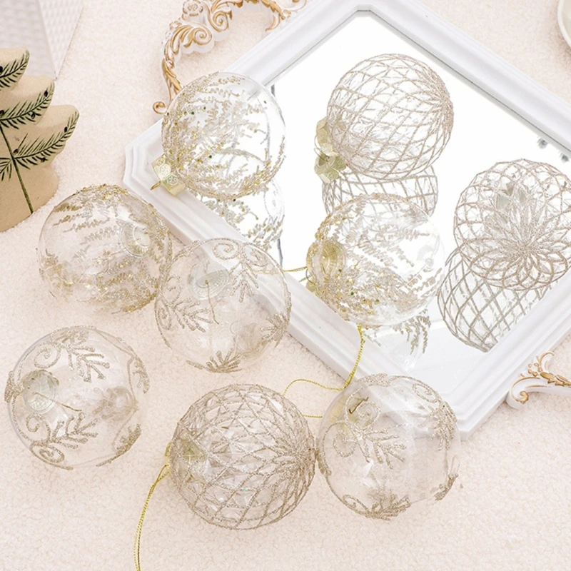 H7EA Christmas Tree Hanging Ornament Set Delicate Painted Sphere for Holiday