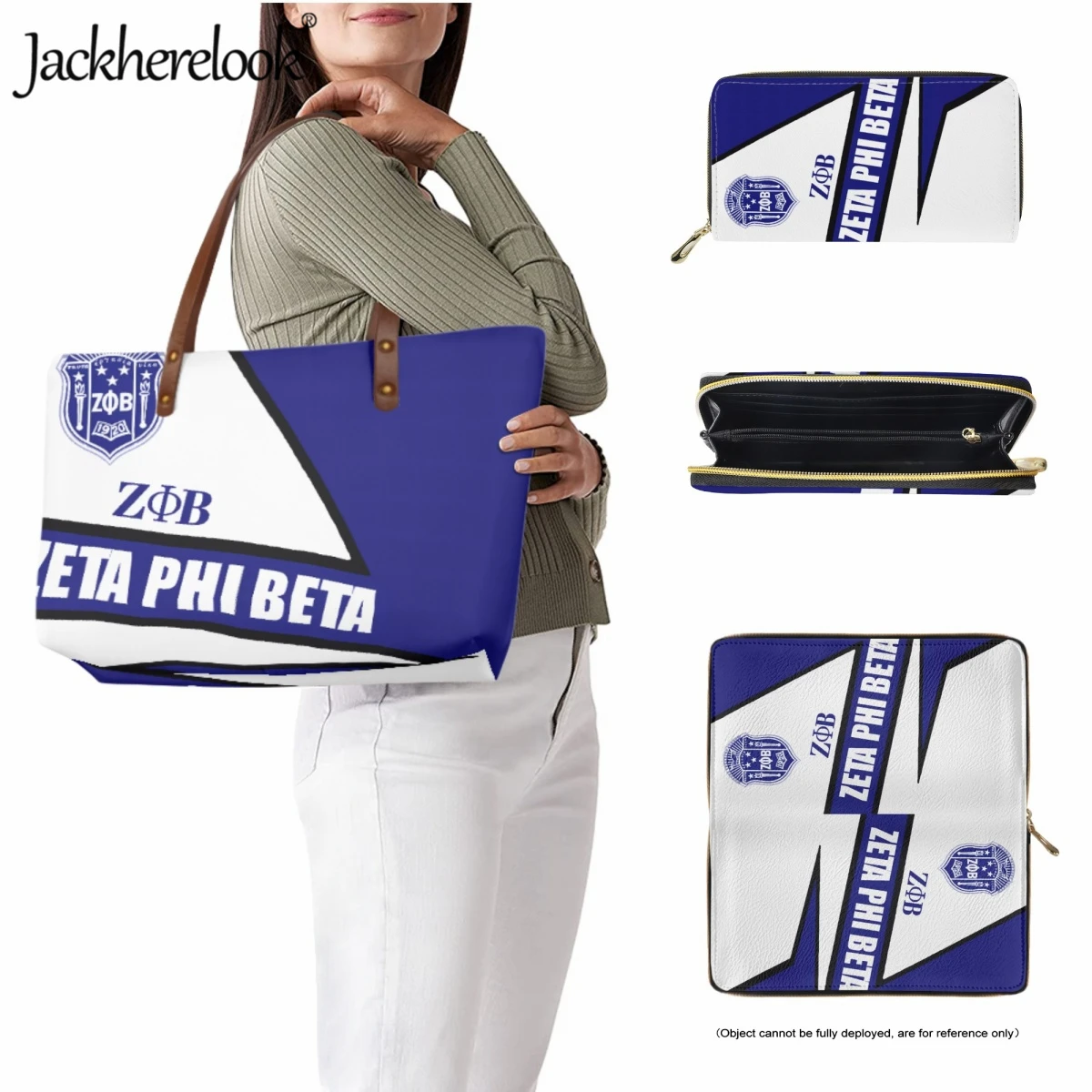 Jackherelook Hot Zeta Phi Beta Sorority Design Women Tote Bag Shopping Travel Large Capacity Shoulderbag 2pcs/set Leather Wallet