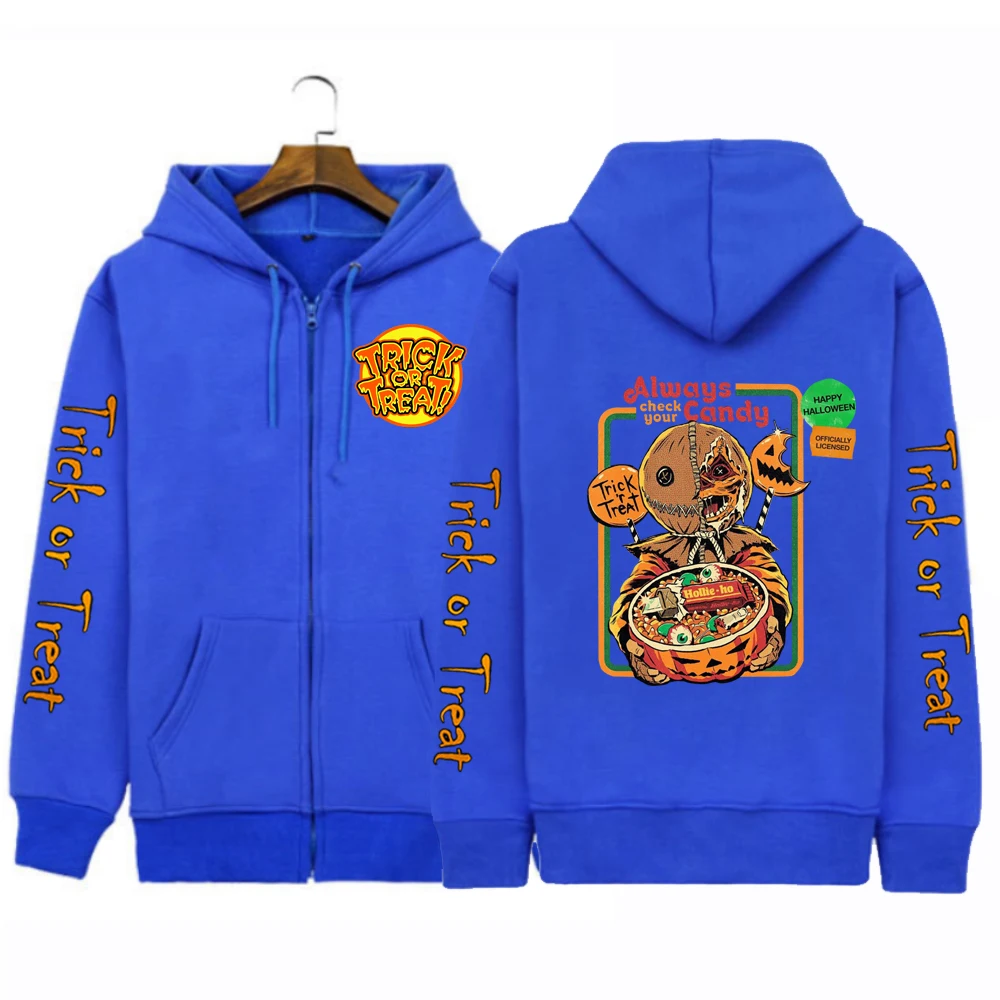 2022 Hot Fashion Trick R Treat Sam Pumpkin Halloween Sweatshirts Men Hoodie Long Sleeve Hip Hop Zipper