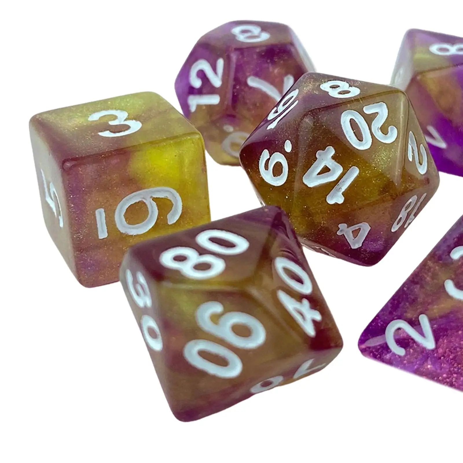 

7 Pieces Game Dices Double Colors Engraved Assorted for Board Game Props