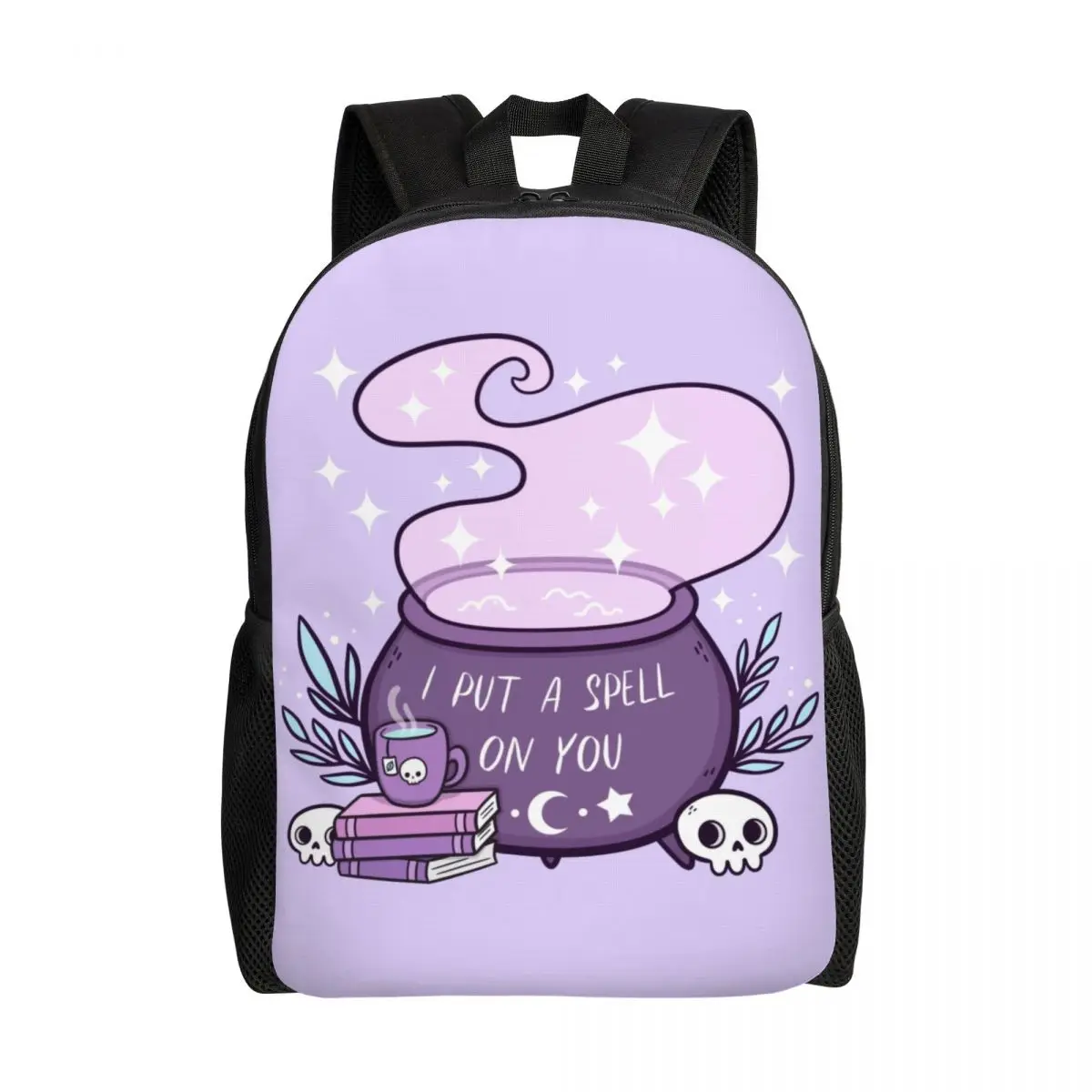 Witch Cauldron Backpacks for Women Men College School Student Bookbag Fits 15 Inch Laptop Halloween Occult Gothic Skull Bags