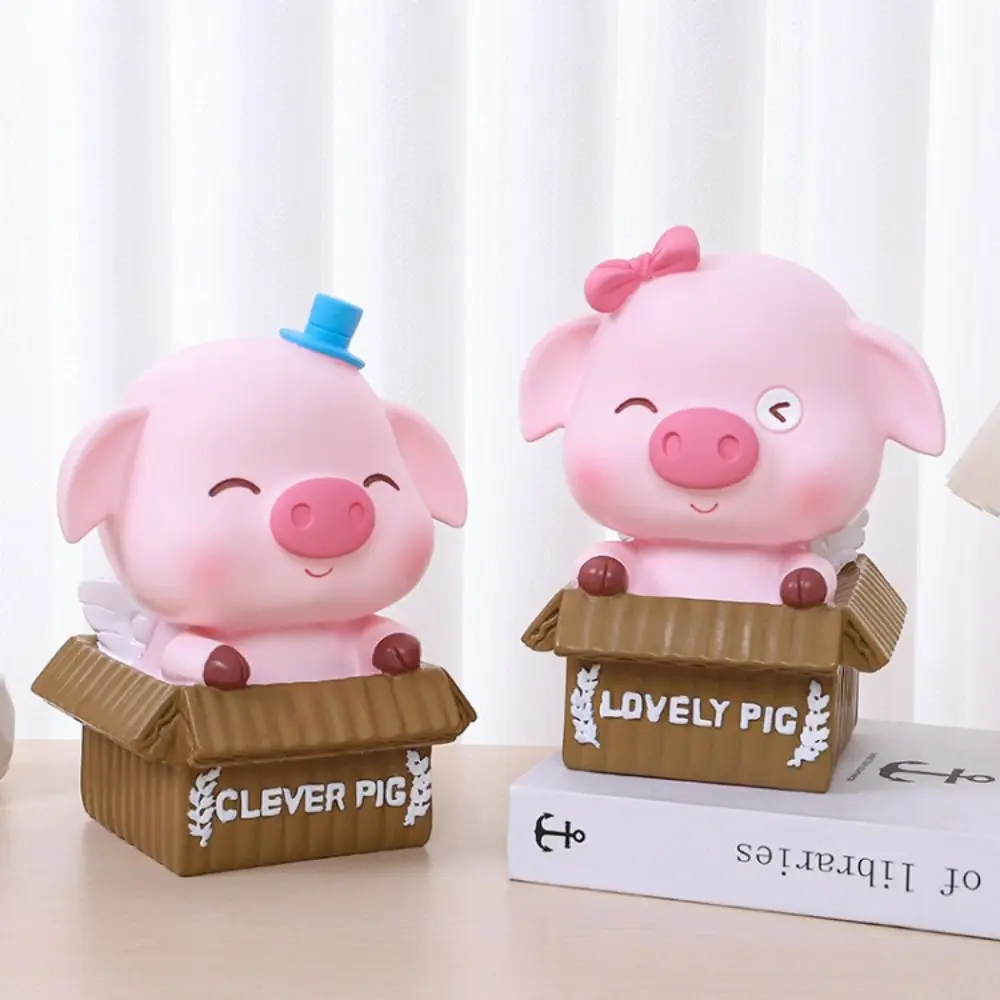 Large capacity Anti-fall Pig Savings Tank Moisture-proof Cute Pig Piggy Bank Handmade Cartoon Desktop Ornament Birthday Gift