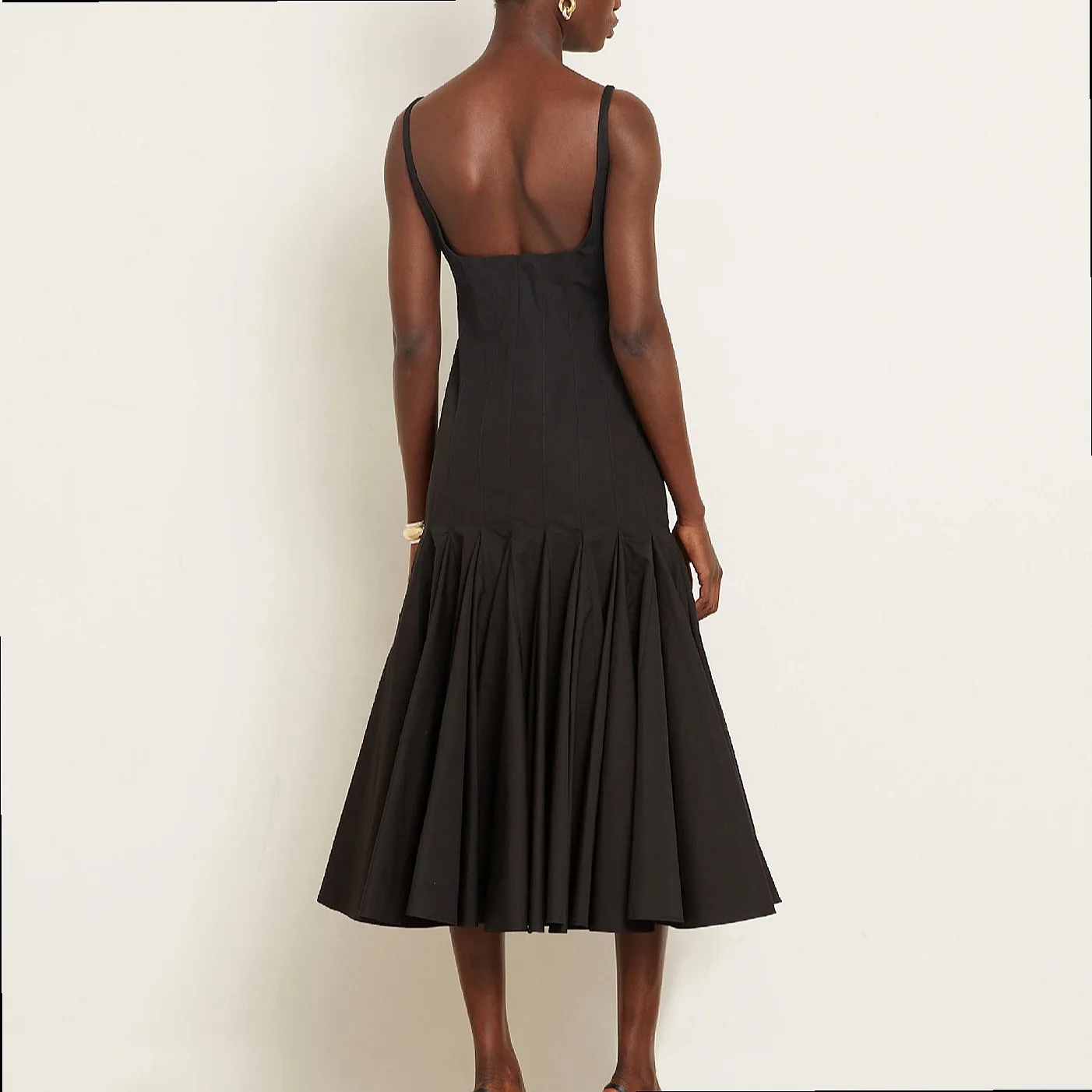 French Strap Summer Dress Women Slim Fit Elegant Simple Pleated Swing Dresses Bodycon Jumpsuit Playsuit Overall