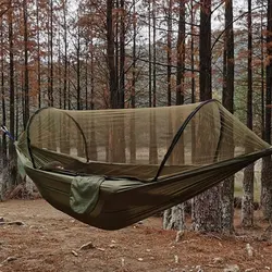 Automatic Quick-opening Mosquito Net Hammock Outdoor Camping Pole Hammock swing Anti-rollover Nylon Rocking Chair 250x120cm