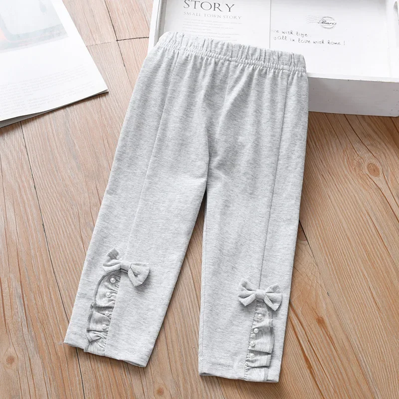 Girls Solid Color Leggings Spring and Autumn Clothes 2024 New Wear Thin Sweet Baby Pants Children Foreign Pants Kids Clothes