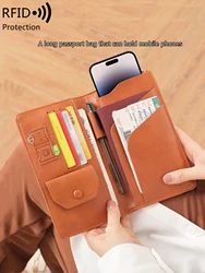 Fashionable and minimalist travel passport clip PU leather passport case holder multifunctional long passport wallet neutral