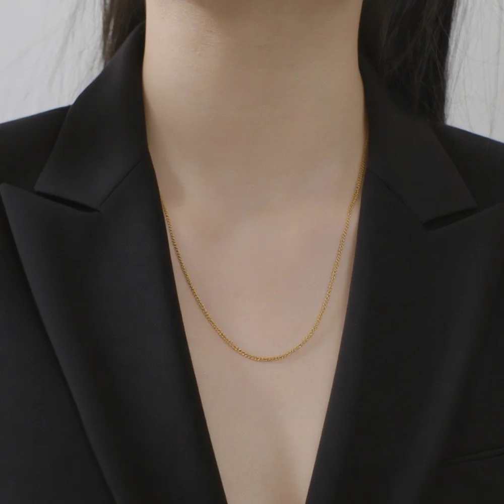 Lucktune Stainless Steel Width 1.3MM Chain O Shape Thin Chain Necklace Minimalist necklace chain Women Bohemian Jewelry Gift