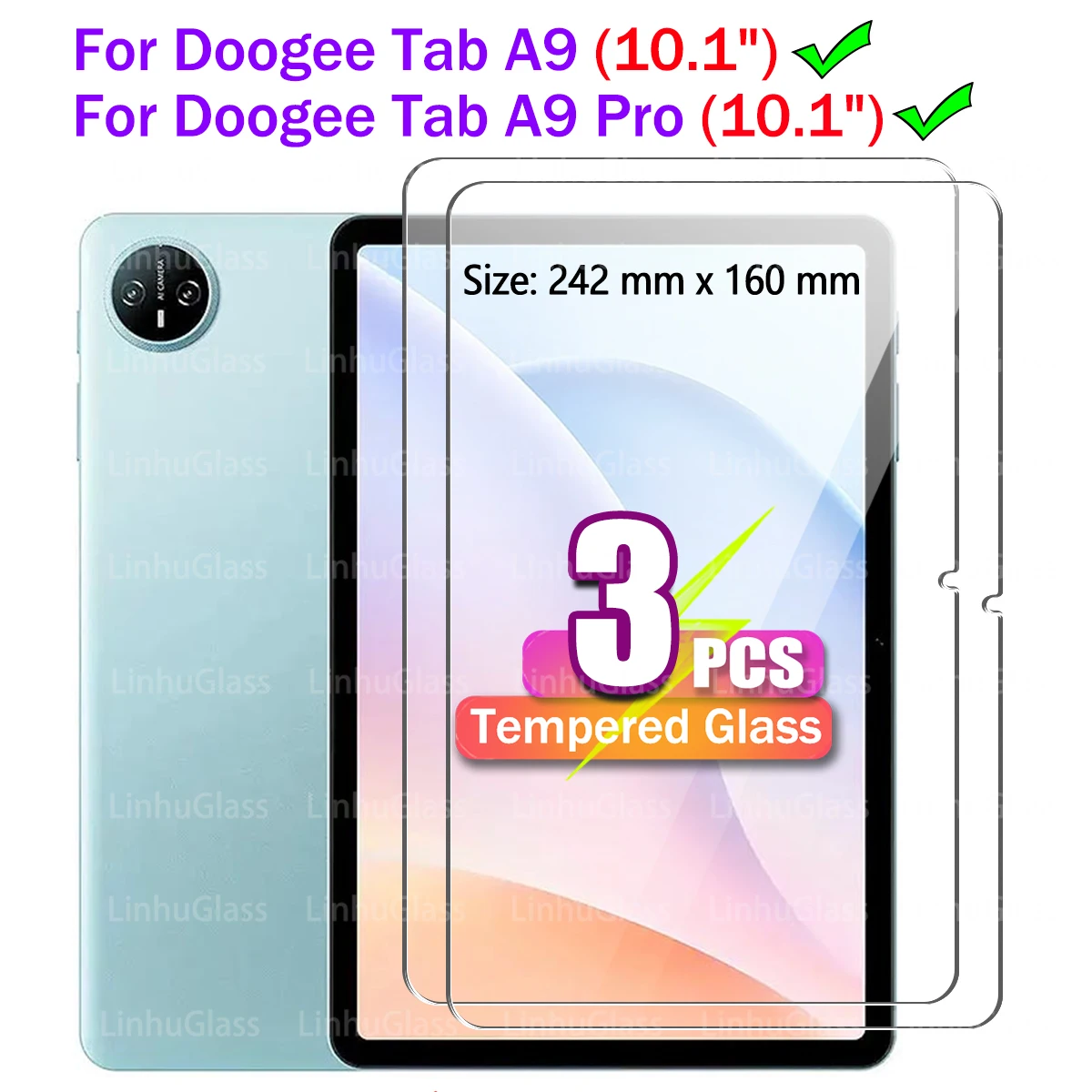 

Premium Tempered Glass Film For DOOGEE Tab A9 / A9 Pro (10.1") 2025 Scratch-Resistant Anti-Fingerprint HD Clear Screen Protector