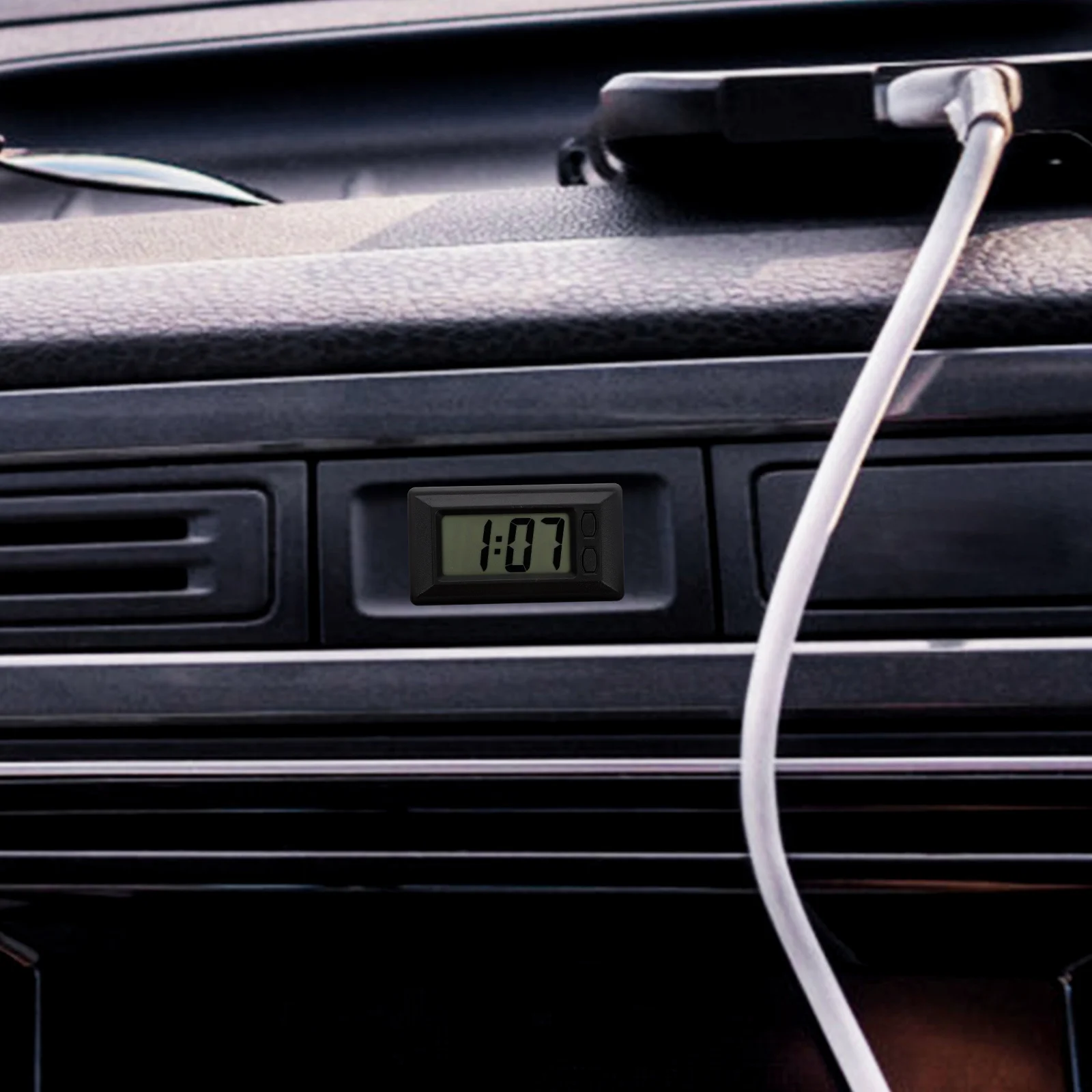 

iplusmile Car Digital Clock LED Electronic Timer Alarm Watch Ultra Thin Mini Black Plastic Wall Mount