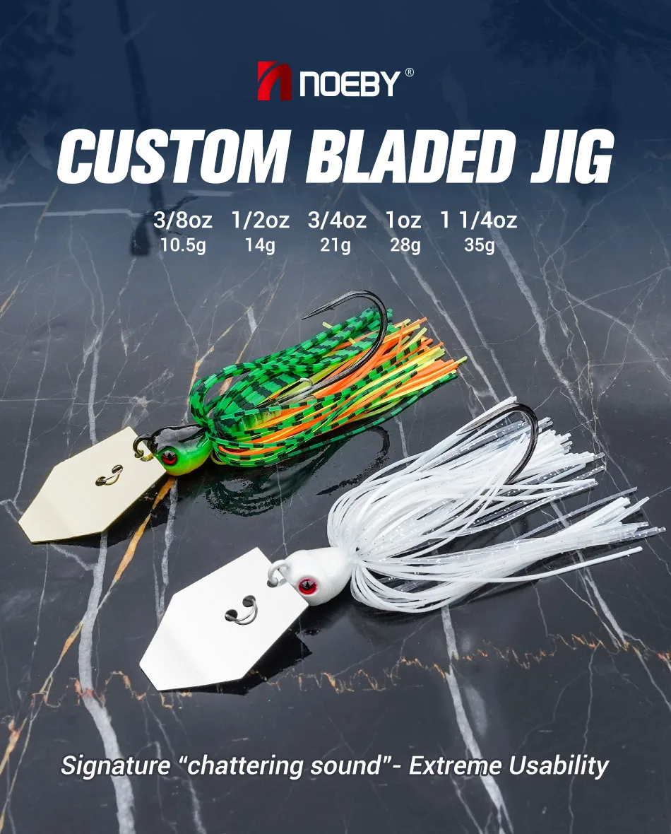 NOEBY Chatterbait Bladed Jig 10,5g-35g Stark Vibrierender Köder mit Stinger-Haken für Barsch- und Hechtangeln – Detail 1