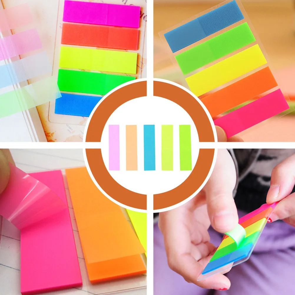 10Pcs Fluorescent Classified Sticky Labels Index Stickers for Learning Agenda Planners Hardcover Notebooks Birthday Travel Event