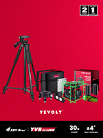 YEVOLT TP-YVGLL4XS12B2DP 3-Plane Green Beam Laser Level Kit 12-Line with Tripod 360 Rotating Base All Day Work Measuring Tools