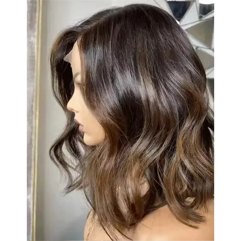 

Wig Short Curly Darkest brown Blonde Streaks Synthetic Fibres Heat Resistant Lace Natural Hair Daily Use Cosplay