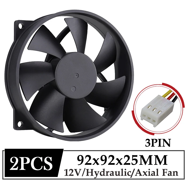 

Gdstime 90MM Round Fan 12V 92x25MM Brushless DC Axial Fan For PC Case CPU Cooling 9225 3PIN W/FG Function Computer Cooling Fan