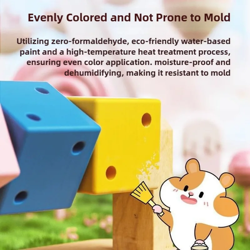 Divertente criceto cubo magico giocattolo da masticare in legno esercizio allenamento intelligente blocco di legno colorato per piccoli animali criceti sport