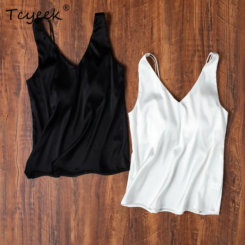 

Tcyeek 92% Real Mulberry Silk Tops for Women 2026 Summer Skin-friendly Texture One-piece Tanks Top Clothing for Woman Ropa Mujer