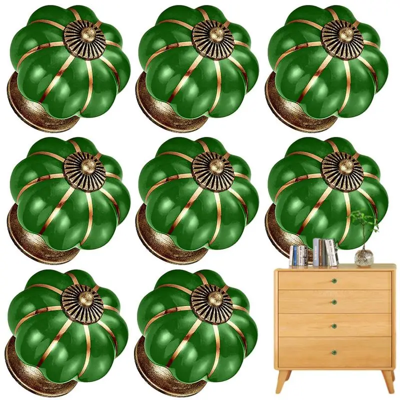 Ceramic Pumpkin Cabinet Knobs 8X Door Round Handle Cabinet Pumpkin Knob Mounting Screws Included Modern Pull Handle Furniture