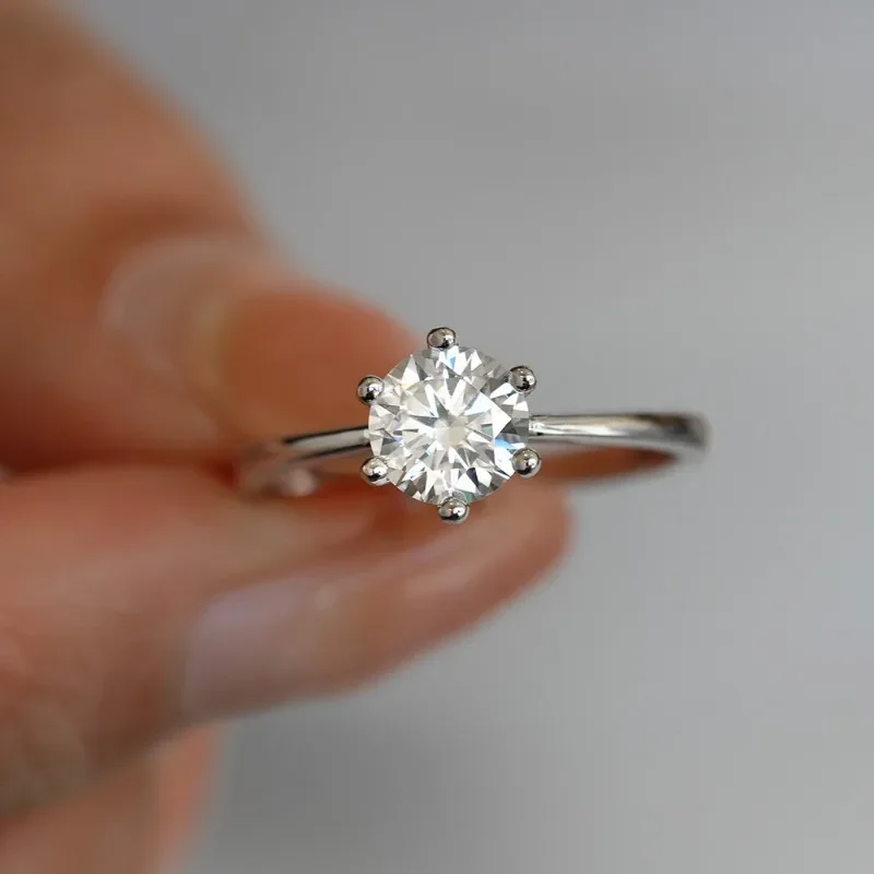 KNB 0.5-1ct خاتم الماس الحقيقي مويسانيتي للنساء 925 فضة ملابس يومية حفلة رائع جودة عالية غرامة مجوهرات