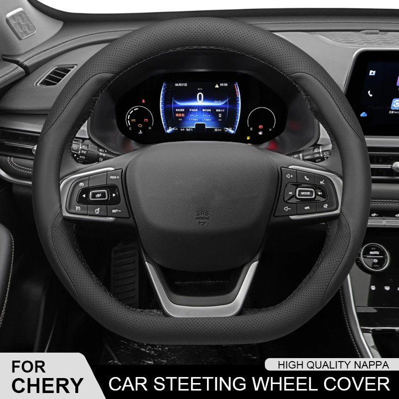 

For Chery Tiggo 7 2 4 3 5 Pro Arrizo 6 7 GX 5x EQ7 Eastar A3 Car Leather Carbon Fiber Steering Wheel Cover Accessories Anti Slip