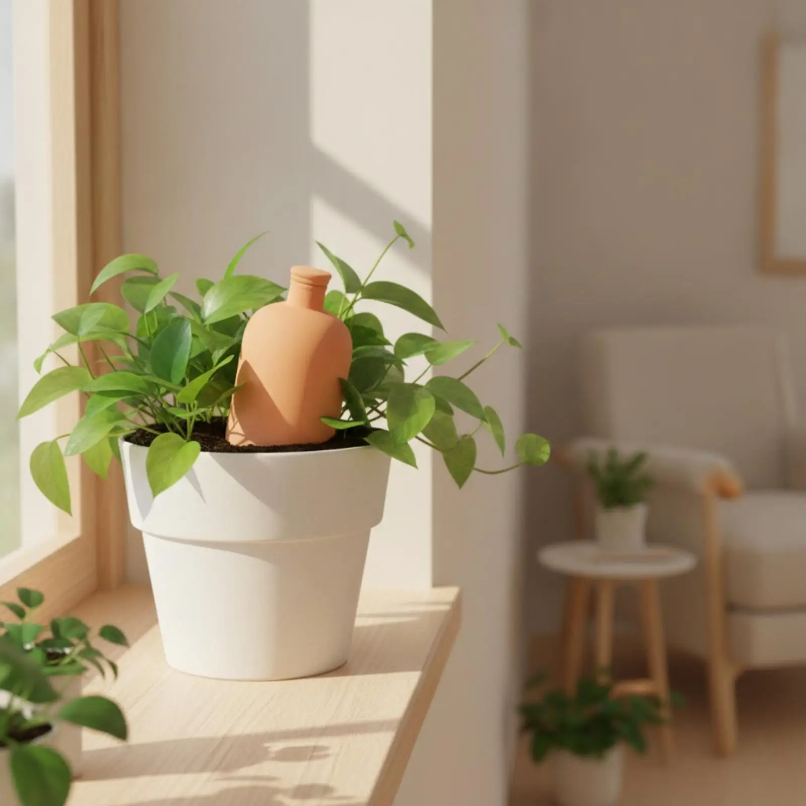 Olla Pot Vacation-Friendly Ceramic Watering Globe Indoor for Houseplants, Patios view 4