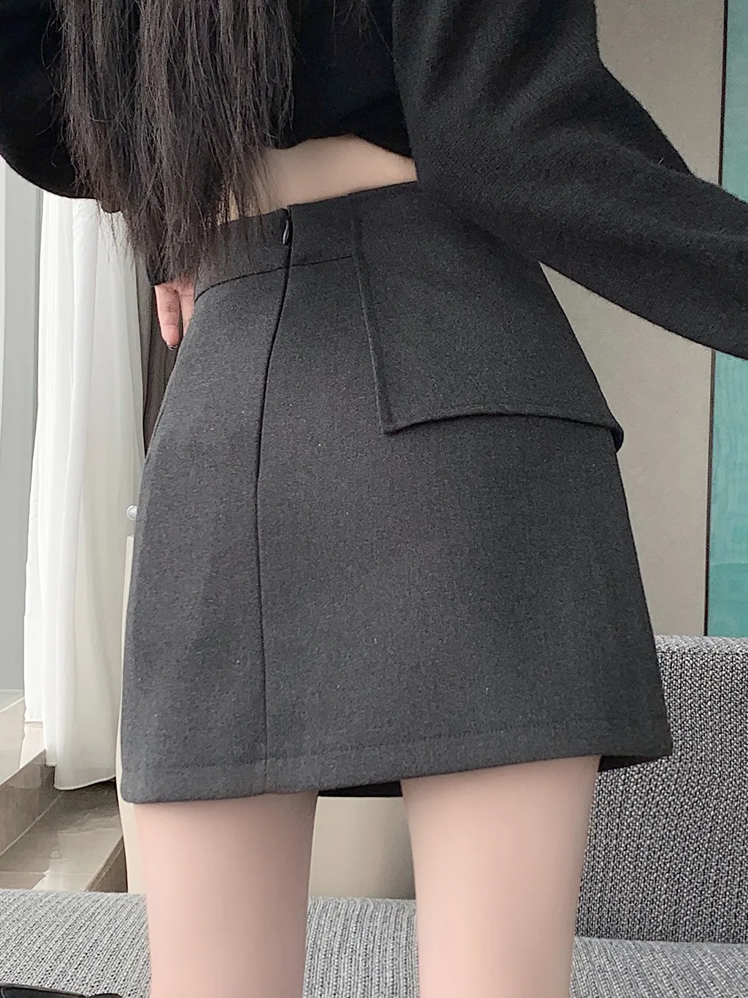 ハイウエスト A ライン スカート レディース ウール デザイン センセーション 秋冬 プラスサイズ 着痩せスカート ファイオン 通勤