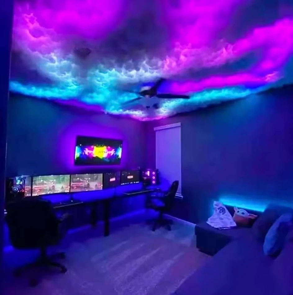 تصميم سحابة الموضة فلاش البرق التطبيق التحكم الرعد ضوء DIY غرفة الديكور الظلام RGB سحابة الخفيفة