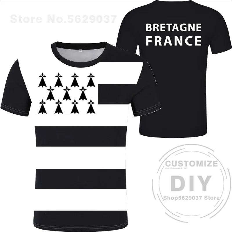 Brittany T Shirt Free Custom Made Name Number Bretagne T-shirt Breton Breizh Print Flag Word French Brest Rennes Morlaix Clothes