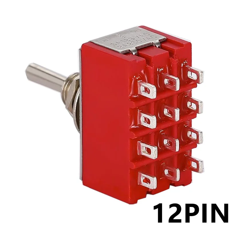 1 PCS,12Pin,Toggle Switches,Red,2/3 Position,ON-ON DPDT Mini Toggle Switches,6A/125V-2A/250V AC,MTS-402,Push Button Switch