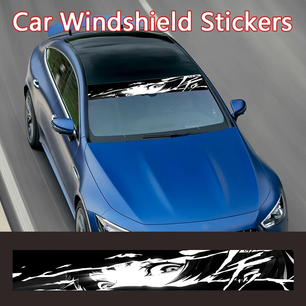 Autocollants de décoration de voiture Anime Cool Girl, autocollants créatifs de dessin animé stéréo 3D, autocollant de pare-brise avant de voiture, extérieur de voiture