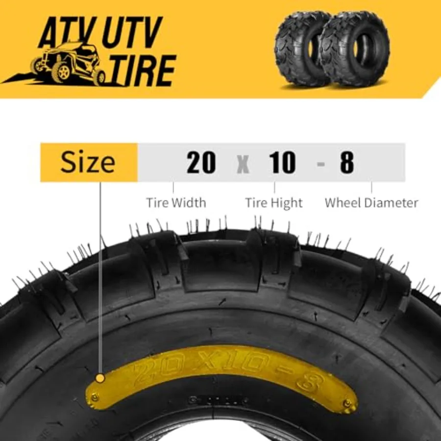 إطارات ATV UTV LawnMowers 20x108 6 PR Directional Tread Sports مجموعة إطارات الطين لجميع التضاريس مكونة من زوجين لأداء الطرق الوعرة