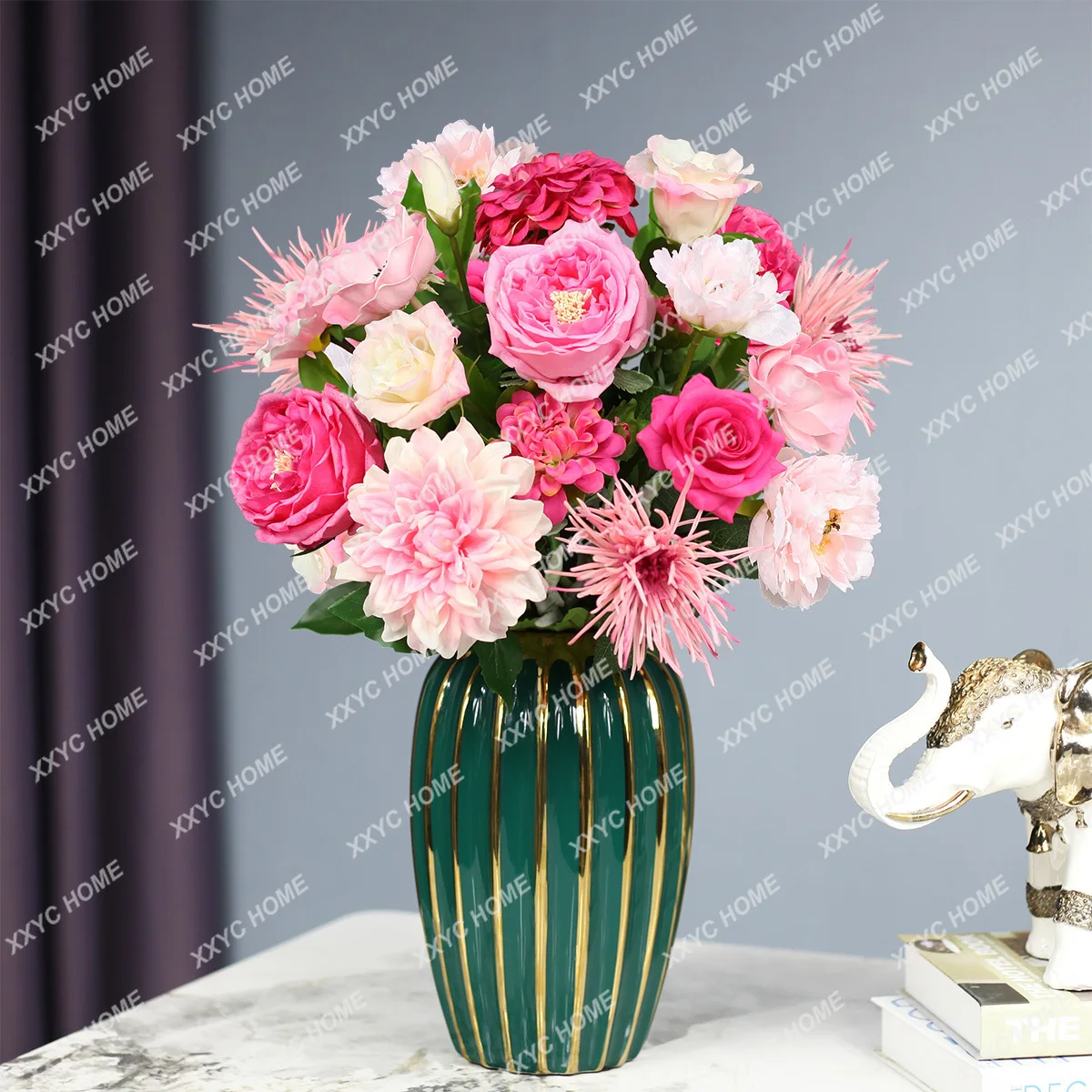 Artificial Flower Moist Feeling Rose Bouquet Living Room Entrance