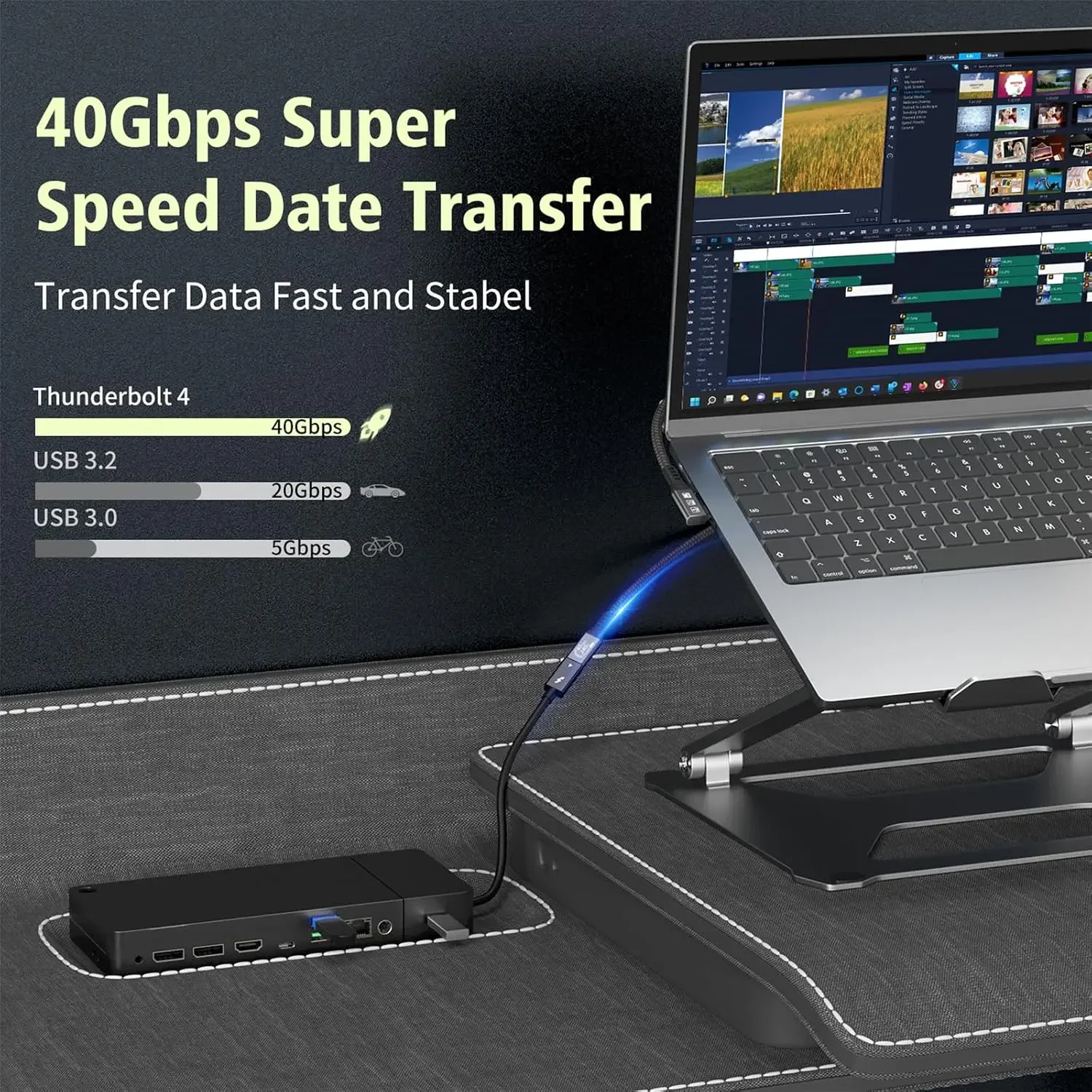 USB4 8K Cable 0.5M Thunderbolt 4 USB 4 Type-c Male Bend to Female Extension Cable Ultra HD 8K@60Hz 100W Charging 40Gbps Data