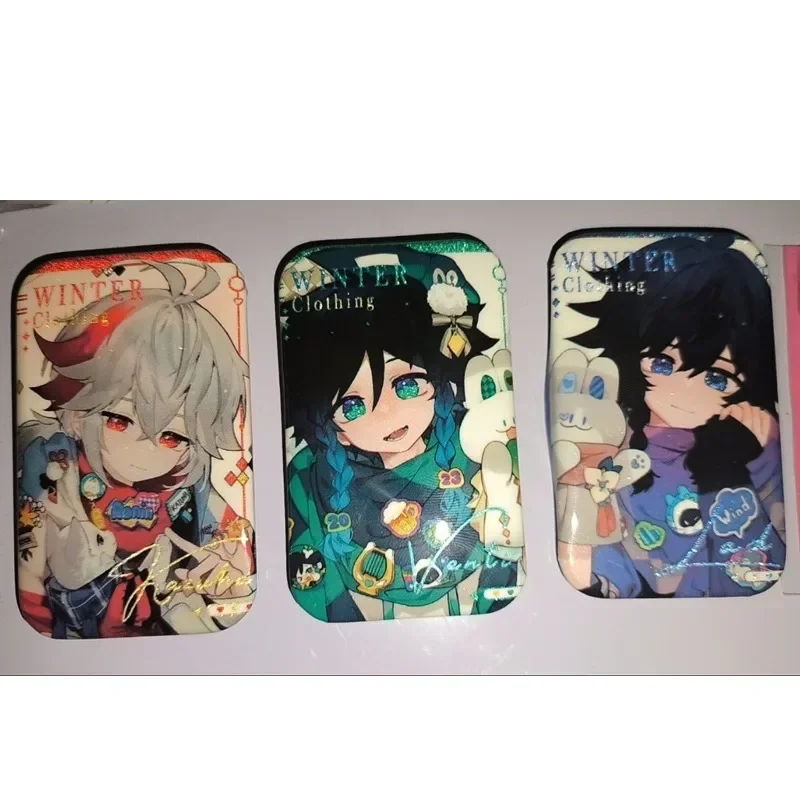 New 3Pcs/Lot  Brooch Pin Wanderer Balladee Scaramouche Kunikuzushi Wendy Kaedehara Kazuha Hat Guy Rectangle badge