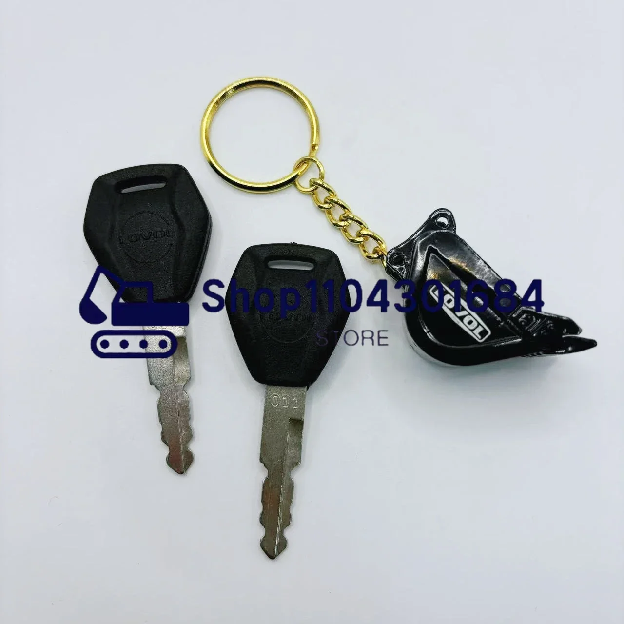 2PCS Keys for 011 Lovol Excavator FR60 65 80 150 210 230 260 330 480 550 Ignition Key for Heavy Equipment Excavator Keychain Key